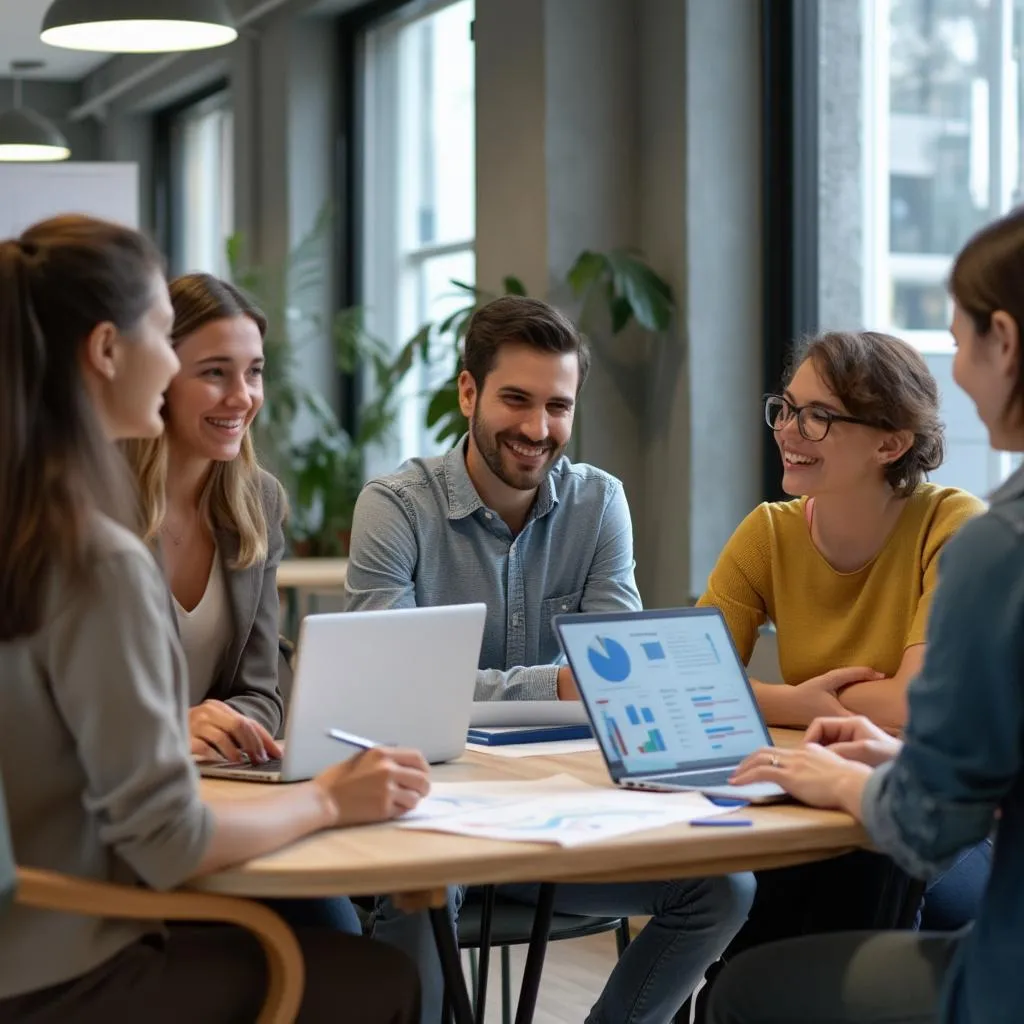 Tým pracující na finančních strategiích